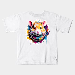 Hamster Head Dripping Rainbow Graffiti Kids T-Shirt